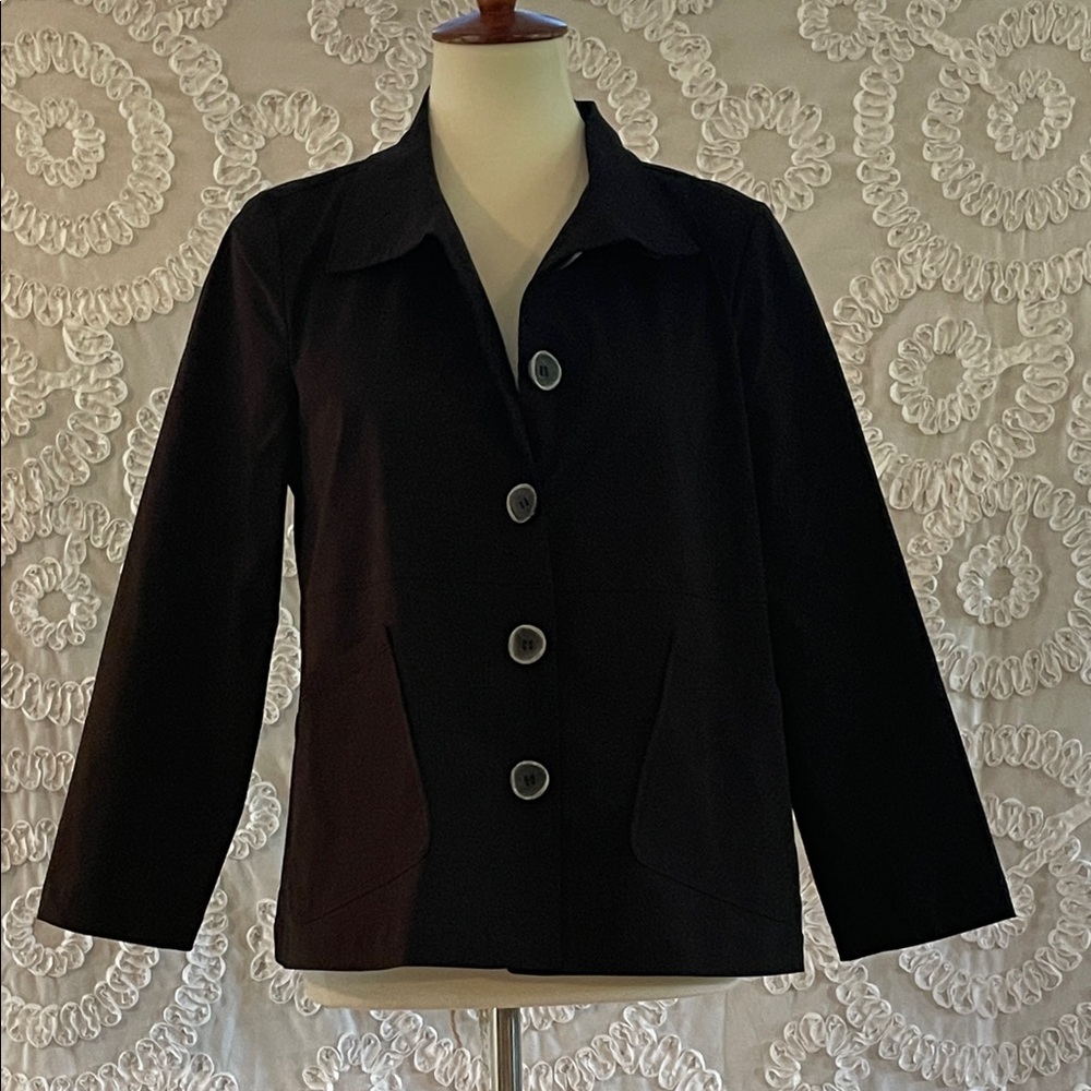 Habitat Power Stretch Swing Jacket Black Women's Blazer pockets Button up